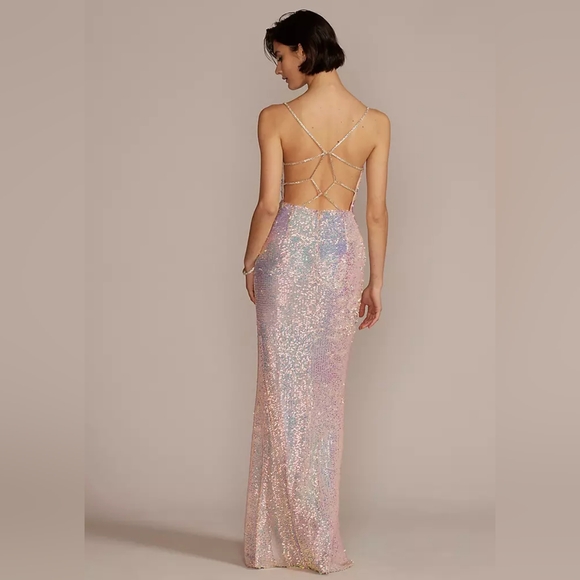 Jules & Cleo Pink Multicolor Sequin Formal Gown Size 0 - Picture 2 of 7